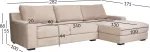 Home4you Nurgadiivan HERDIS PN 282x100/171xH88cm, beež