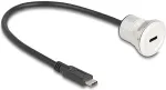 DeLOCK USB 10 Gbps Type-C&trade; Einbaubuchse mit Kabelpeitsche Stecker 30 cm Aluminium