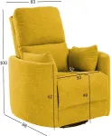 Home4you Tugitool STINA kiikuv ja p&ouml;&ouml;rlev manuaalne recliner 83x88xH100cm, kollane