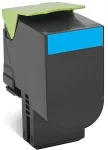 Tooner LEXMARK Toner 802XC - Cyan - Kapazit&auml;t: 4.000 Seiten (80C2XC0)