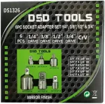 DSDTOOLS 6 TK. PEAADAPTERITE KOMPLEKT 1/4", 3/8", 1/2" ja 3/4" DS1326