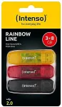 M&auml;lukaart Intenso 1x3 Rainbow Line 8GB USB Stick 2.0 Multipack bunt
