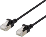 DELTACO U / FTP Cat6a plastikaabel, &otilde;huke, l&auml;bim&otilde;&otilde;t 3,8 mm, must 2m