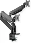 ROLINE LCD-Doppelarm, Tischmontage, Gasfeder, je 5 Gelenke, bis 35 Zoll, bis 2x 15 kg