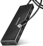 AXAGON HUE-F7A 7x USB 3.2 Gen 1 ALU FLAT hub micro power IN 1m USB-A USB 3.2 Gen 1 (3.1 Gen 1) Type-A 5000 Mbit/s Black
