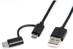 ROLINE 11028328 USB cable USB 2.0 1 m USB A USB C/Micro-USB B Black