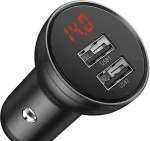 BASEUS Auto laadija digitaalse ekraaniga, kahe USB-pordiga 4.8A 24W Gray (CCBX-0G)
