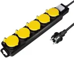 Logilink Outlet Strip, 5 safety sockets, outdoor, w/switch, IP44, black