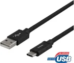 DELTACO USB-A kuni USB-C kaabel, 1m, USB 2.0, p&otilde;imitud, must