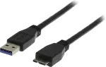 DELTACO USB 3.0 kaabel, A-t&uuml;&uuml;pi isane - Micro B-t&uuml;&uuml;pi isane, 2m, must