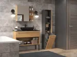 TOP E SHOP Topeshop NEL IV ANT/ART bathroom storage cabinet Graphite, Oak
