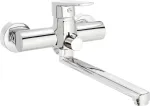 Deante Wall-mounted washbasin and bath mixer with extended spout - hose connection