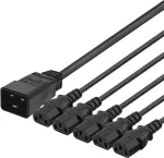 DELTACO IEC C20 kuni 5x IEC C13 toitekaabel, 1m, 16A / 250V, Y-splitter, b
