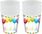 Procos korduvkasutatav peotops 250ml, 6 tk, Happy Birthday Streamers