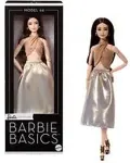 Mattel Barbie Signature Basics Collectible Doll, Model 06 with Brunette Hair in Shimmery Golden Skirt & Halter