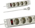 EFB 25,4cm 10Zoll 1HE Steckdosenleiste 4 x CEE 7/3 mit Schalter im Aluprofil grau