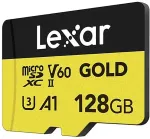 M&auml;lukaart LEXAR microSDXC 128GB Gold UHS-II V60 A1
