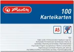 Herlitz Karteikarte A5 liniert wei&szlig; 100er Packung