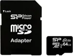 M&auml;lukaart Silicon Power microSDXC 64GB Elite + adapter