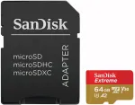 M&auml;lukaart SANDISK EXTREME MICROSDXC 64GB SD ADAPTER ACTION CAMS AND DRONES 1