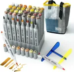 NONAME Double-sided Marker Pens ARRTX Oros, 40 Colours, yellow tone shade