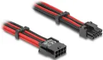 DeLOCK Verl&auml;ngerungskabel 8 Pin Stecker zu 6 + 2 Pin PCIe Buchse Textilummantelung rot-schwarz 30 cm