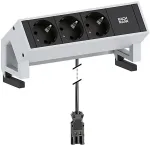 Bachmann Desk2 socket-outlet 3 x Type F Black, Stainless steel
