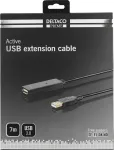 DELTACO PRIME USB pikenduskaabel, aktiivne, USB 2.0, 7m, must