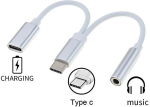 PREMIUMCORD USB-C to 3.5mm female audio jack converter + USB type C charging connector
