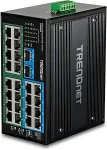 TRENDnet Industrie Switch 26Port Gbit PoE+ Metall DIN-Rail