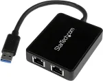 V&otilde;rgukaart Startech .com USB 3.0 auf Dual Port Gigabit Ethernet LAN Adapter mit USB-Port - Schwarz - Netzwerkadapter - USB 3.0 - GigE - 1000Base-T - 2 Anschl&uuml;sse - Schwarz