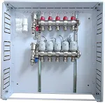Noname Heating Manifold 5 Loops with Thermal Actuators NC AC230V and Flow Meters