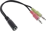 INLINE Audio Headset Adapterkabel 2x 3.5mm Klinke Stecker an 3.5mm Klinke Buchse 4pol. OMTP 0.15m