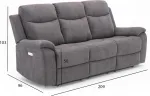 Home4you Diivan MILO 3-kohaline elektriline recliner 209x96xH103cm, hall
