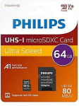 M&auml;lukaart PHILIPS MicroSDXC Card 64GB Class 10 UHS-I U1 incl. Adapter