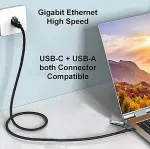 EQUIP Adapter GigaBit USB-C+A->RJ45 St/St 3.00m schwarz