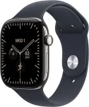 APPLE Watch Series 12 GPS + Cellular 42mm Natural Titanium Case with Navy Blue Sport Band - M/L