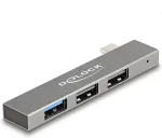 DELOCK 3 Port Slim USB Hub mit USB Type-C zu 1 x USB 10 Gbps USB Typ-A + 2 x USB 2.0 Typ-A