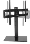 Maclean MC-386 Universal TV Stand Base for Cabinet Dresser Table Desk 32" - 75" 40kg VESA 35&deg; Rotating Temepred Glass Adjustable TV Height Powder Coating