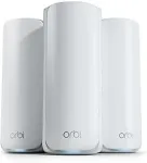 Netgear Orbi 770-Serie Tri-Band WiFi 7 Mesh Zusatzsatellit (RBE770) &ndash; kompatibel mit Orbi RBE772 und RBE773 &ndash; Abdeckung bis 180 m&sup2; &ndash; 2,5-Gig-Internetanschluss, BE11000 802.11be (bis zu 11 GBit/s)