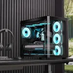 Korpus AeroCool P500C-G-BK-v1, tower case (Black, Tempered Glass x 3)