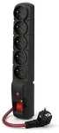 PREMIUMCORD Acar F5 10m cable, 5 sockets, surge protection, max. current 16A, black