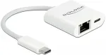 V&otilde;rgukaart Delock USB Type-C&trade; Adapter zu Gigabit LAN 10/100/1000 Mbps mit Power Delivery Anschluss wei&szlig;