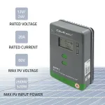 QOLTEC Solar charge controller MPPT 20A,12V 24V,2xUSB