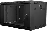 LANBERG | Rack cabinet 19" wall-mount 6U/600x450 (flat pack) with glass door V2 | WF01-6406-10B | Black