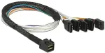 DeLOCK Kabel Mini SAS SFF-8643 > 4 x SATA 7 Pin + Sideband 0,5 m Metall