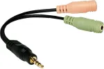 LOGILINK | Audio jack adapter, 4-pin, 3.5 mm stereo male to 2x 3.5mm female | 0.15 m