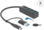 DELOCK 4 Port USB 3.2 Gen 1 Hub mit USB Type-C oder USB Typ-A Anschluss