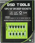 DSDTOOLS 13 tk. 1/4" alumiiniumist otsikud 4-14 mm DS1297