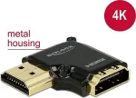 DeLOCK Adapter High Speed HDMI mit Ethernet - HDMI-A Buchse > HDMI-A Stecker 4K 90 Grad gewinkelt links schwarz